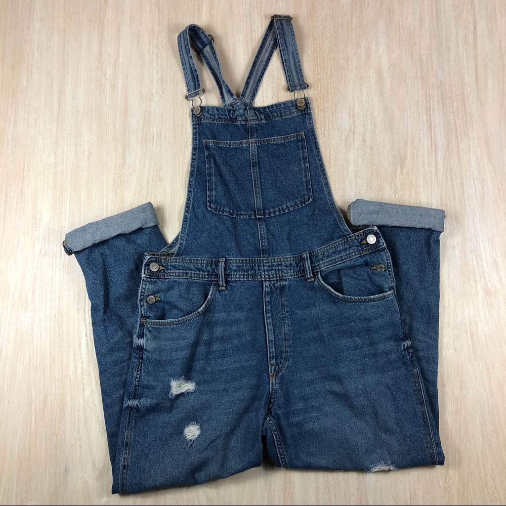 H&M | &Denim Distressed Denim Overalls - Size 8